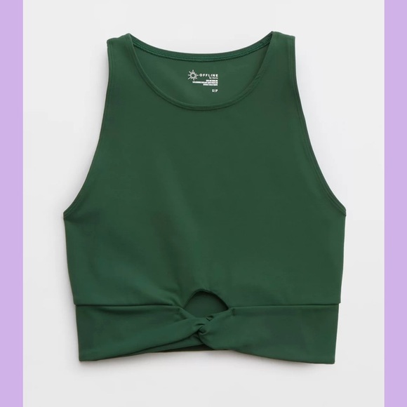 Aerie Green Twist Front Crop Top - Picture 2 of 9
